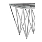 Silver Stainless Steel End Table with Pincer Like Legs and Glass Top | Allure
