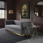 Silver Stainless Steel End Table with Pincer Like Legs and Glass Top | Allure