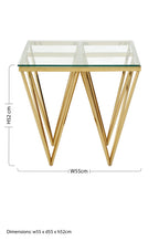 Gold Finish Side Table with Tempered Glass Top and Sculptural Metal Base | Allure