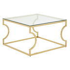 Gold Curved Frame Coffee Table with Clear Tempered Glass Top | Allure