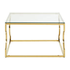 Gold Curved Frame Coffee Table with Clear Tempered Glass Top | Allure