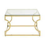 Gold Curved Frame Coffee Table with Clear Tempered Glass Top | Allure