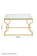 Gold Curved Frame Coffee Table with Clear Tempered Glass Top | Allure