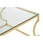 Gold Curved Frame Coffee Table with Clear Tempered Glass Top | Allure