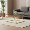 Gold Curved Frame Coffee Table with Clear Tempered Glass Top | Allure