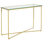 Cross Design Console Table with Clear Tempered Glass Top | Allure