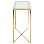 Cross Design Console Table with Clear Tempered Glass Top | Allure