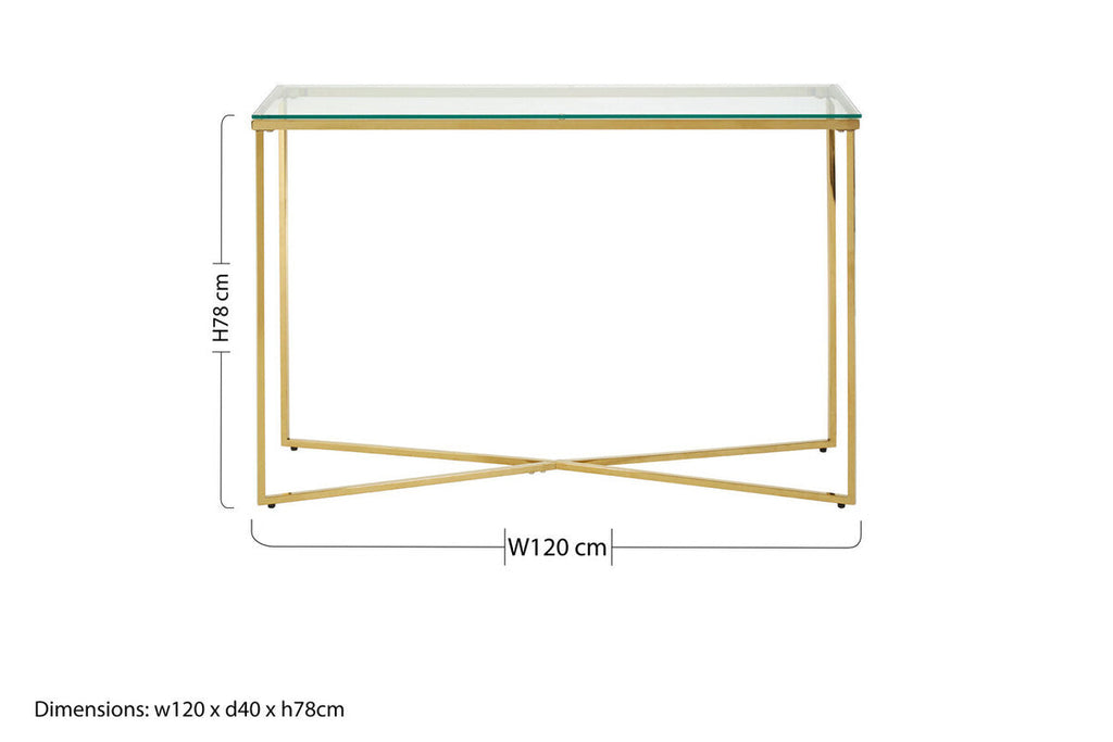 Cross Design Console Table with Clear Tempered Glass Top | Allure