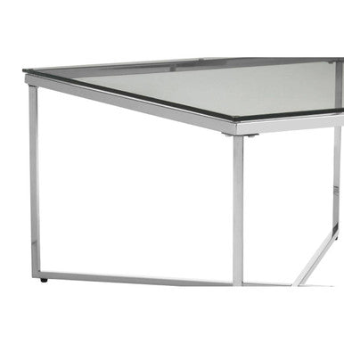 Silver Cross Base Coffee Table with Clear Tempered Glass Top | Allure