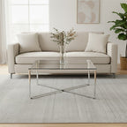 Silver Cross Base Coffee Table with Clear Tempered Glass Top | Allure