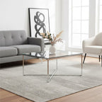 Silver Cross Base Coffee Table with Clear Tempered Glass Top | Allure