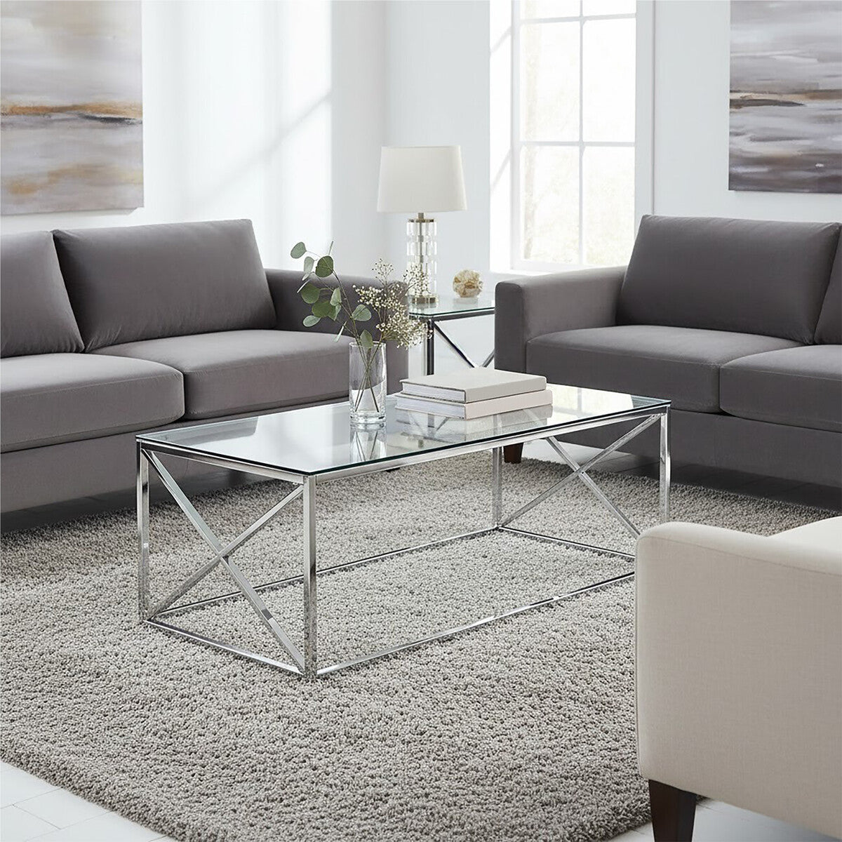 Allure Silver Cross Design Coffee Table