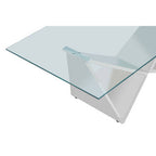 Silver Stainless Steel Wing Base Coffee Table with Clear Glass Top | Allure