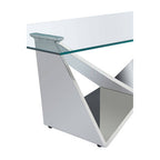 Silver Stainless Steel Wing Base Coffee Table with Clear Glass Top | Allure