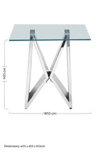 Silver Stainless Steel Wing Base End Table with Clear Glass Top | Allure