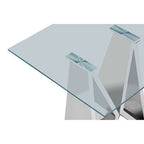 Silver Stainless Steel Wing Base End Table with Clear Glass Top | Allure