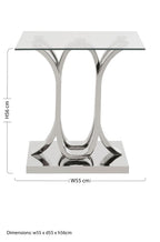 Silver Mirrored Finish Curved Base End Table with Clear Glass Top | Allure