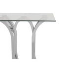 Silver Mirrored Finish Curved Base End Table with Clear Glass Top | Allure