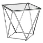 Silver Twist Design Small End Table with Tempered Glass Top | Allure