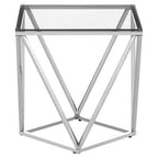 Silver Twist Design Small End Table with Tempered Glass Top | Allure