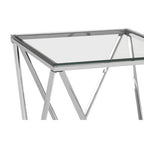 Silver Twist Design Small End Table with Tempered Glass Top | Allure
