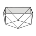 Silver Twist Design Large Coffee Table with Tempered Glass Top | Allure