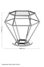 Silver Geometric Diamond Design End Table with Clear Tempered Glass Top | Allure