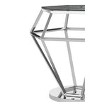 Silver Geometric Diamond Design End Table with Clear Tempered Glass Top | Allure
