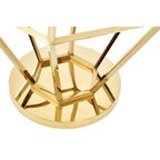 Gold Finish Diamond Frame Small End Table with Tempered Glass Top | Allure