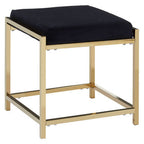 Black Velvet And Gold Finish Stool | Allure