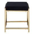 Black Velvet And Gold Finish Stool | Allure
