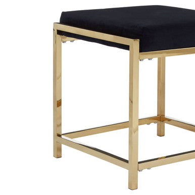 Black Velvet And Gold Finish Stool | Allure