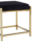 Black Velvet And Gold Finish Stool | Allure