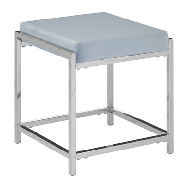 Powder Blue Velvet And Silver Stool | Allure