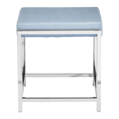 Powder Blue Velvet And Silver Stool | Allure