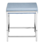 Powder Blue Velvet And Silver Stool | Allure