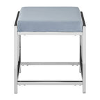 Powder Blue Velvet And Silver Stool | Allure