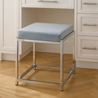 Powder Blue Velvet And Silver Stool | Allure