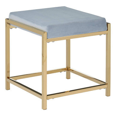 Powder Blue Velvet And Gold Stool | Allure