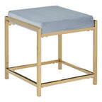 Powder Blue Velvet And Gold Stool | Allure