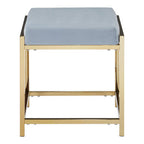 Powder Blue Velvet And Gold Stool | Allure