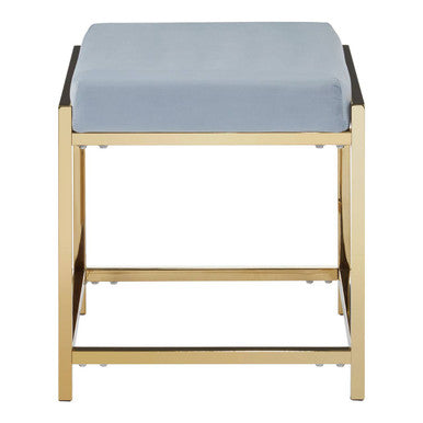 Powder Blue Velvet And Gold Stool | Allure