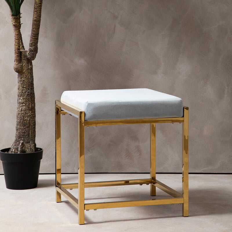 Powder Blue Velvet And Gold Stool | Allure