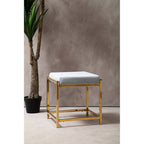 Powder Blue Velvet And Gold Stool | Allure