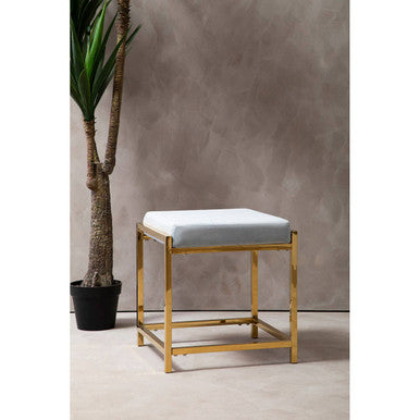 Powder Blue Velvet And Gold Stool | Allure