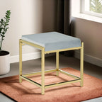 Powder Blue Velvet And Gold Stool | Allure