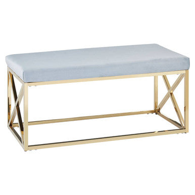 Powder Blue Velvet And Gold Bench | Allure