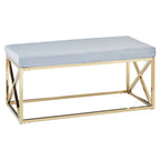 Powder Blue Velvet And Gold Bench | Allure