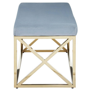 Powder Blue Velvet And Gold Bench | Allure