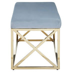 Powder Blue Velvet And Gold Bench | Allure